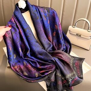 Miss Maya Elegant Purple and Black Silky Scarf